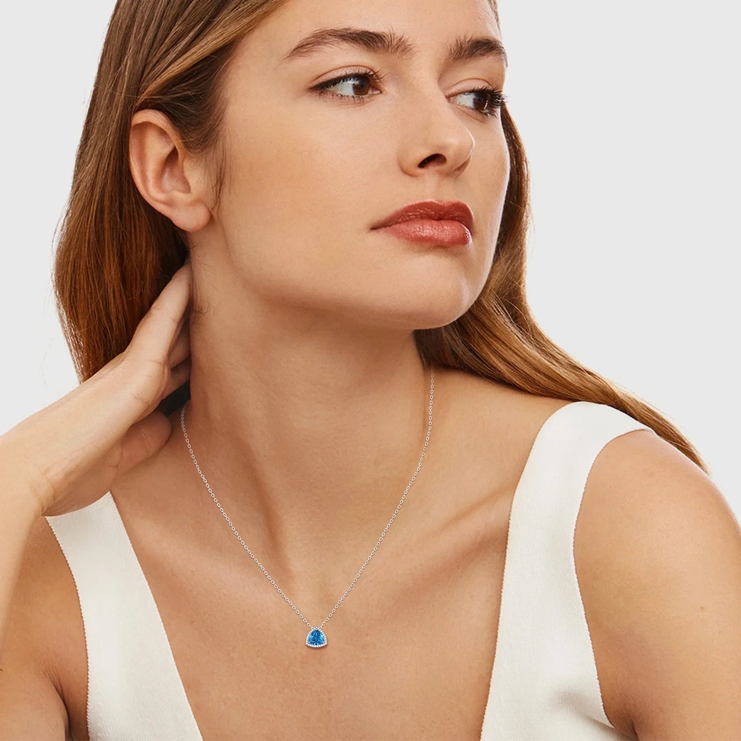 925 Sterling Silver Triangle Necklace S925 Zirconia Birthstone Jewelry for Women, Ideal Birthday or Valentine'S Day Gift
