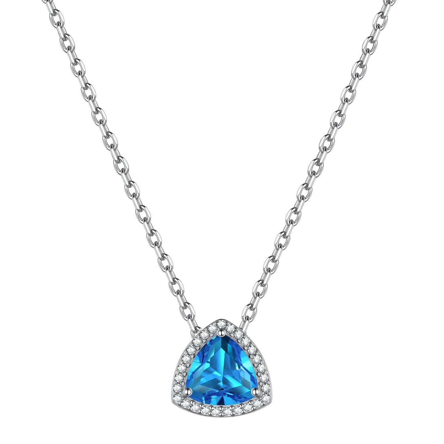 925 Sterling Silver Triangle Necklace S925 Zirconia Birthstone Jewelry for Women, Ideal Birthday or Valentine'S Day Gift