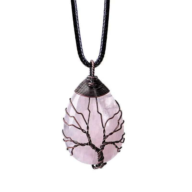 Tree of Life'S Nature Stone Copper Pendant Wire Wrap Gem Copper Designer Pendant Gift Stone Pendant Necklace Men Women Gift