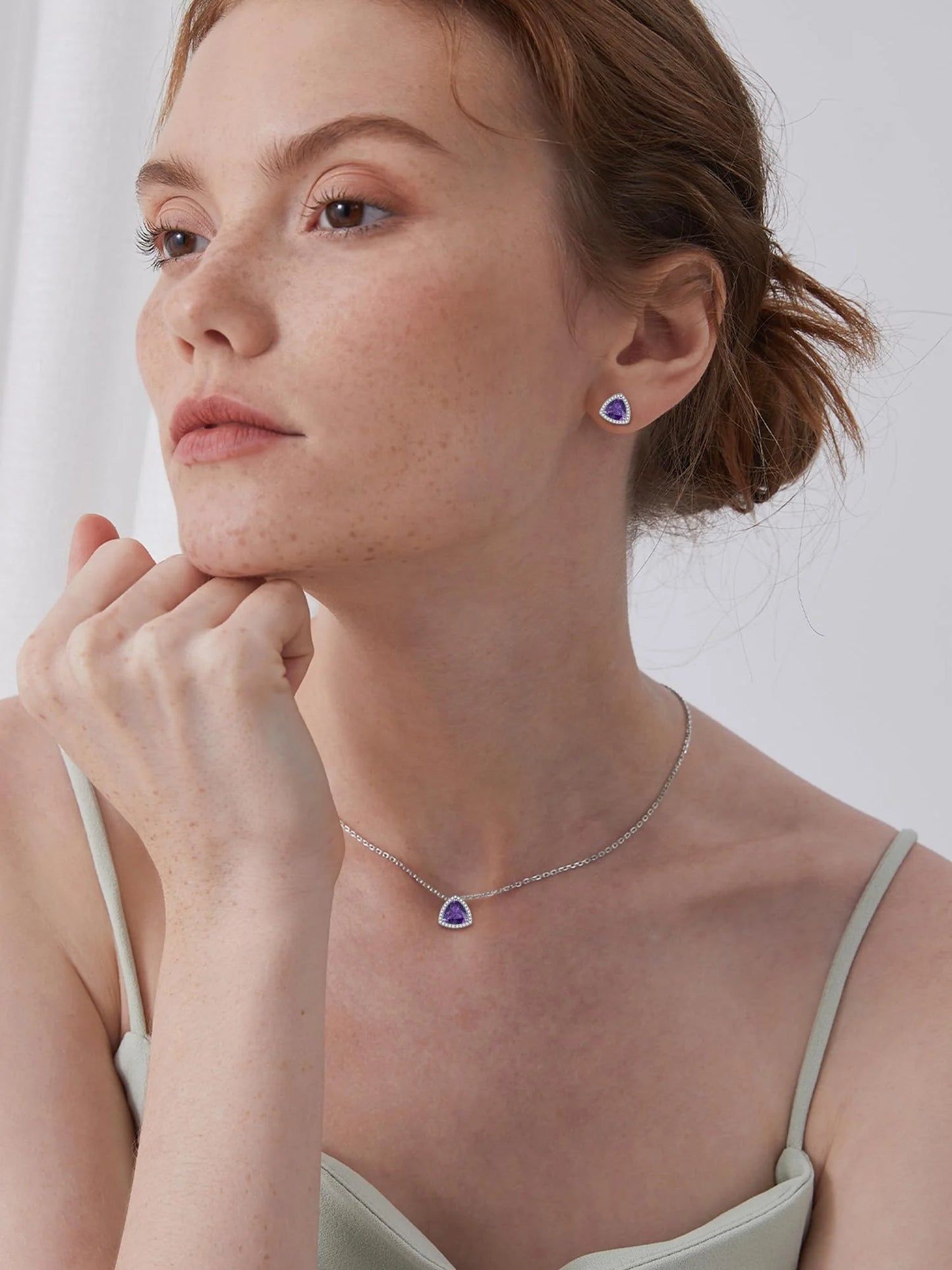 925 Sterling Silver Triangle Necklace S925 Zirconia Birthstone Jewelry for Women, Ideal Birthday or Valentine'S Day Gift