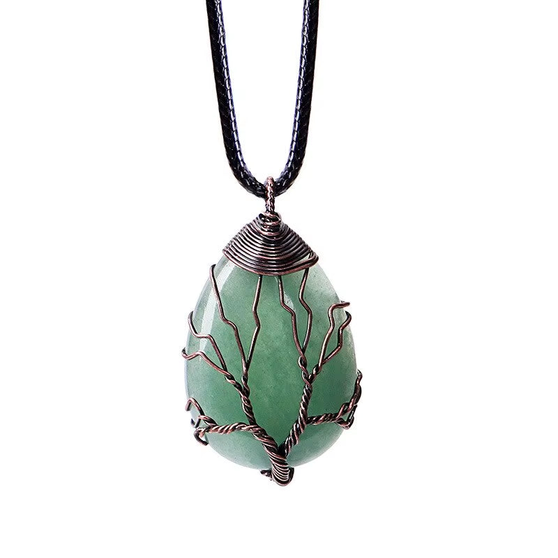 Tree of Life'S Nature Stone Copper Pendant Wire Wrap Gem Copper Designer Pendant Gift Stone Pendant Necklace Men Women Gift