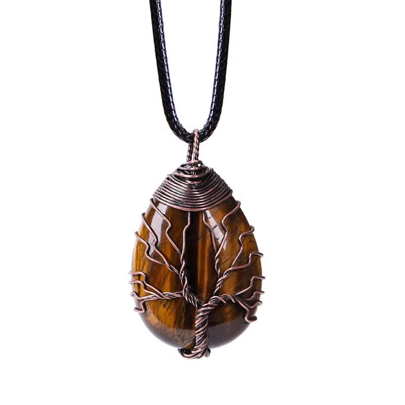Tree of Life'S Nature Stone Copper Pendant Wire Wrap Gem Copper Designer Pendant Gift Stone Pendant Necklace Men Women Gift