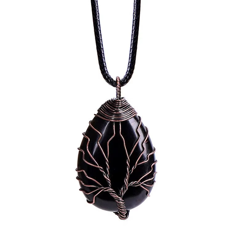Tree of Life'S Nature Stone Copper Pendant Wire Wrap Gem Copper Designer Pendant Gift Stone Pendant Necklace Men Women Gift