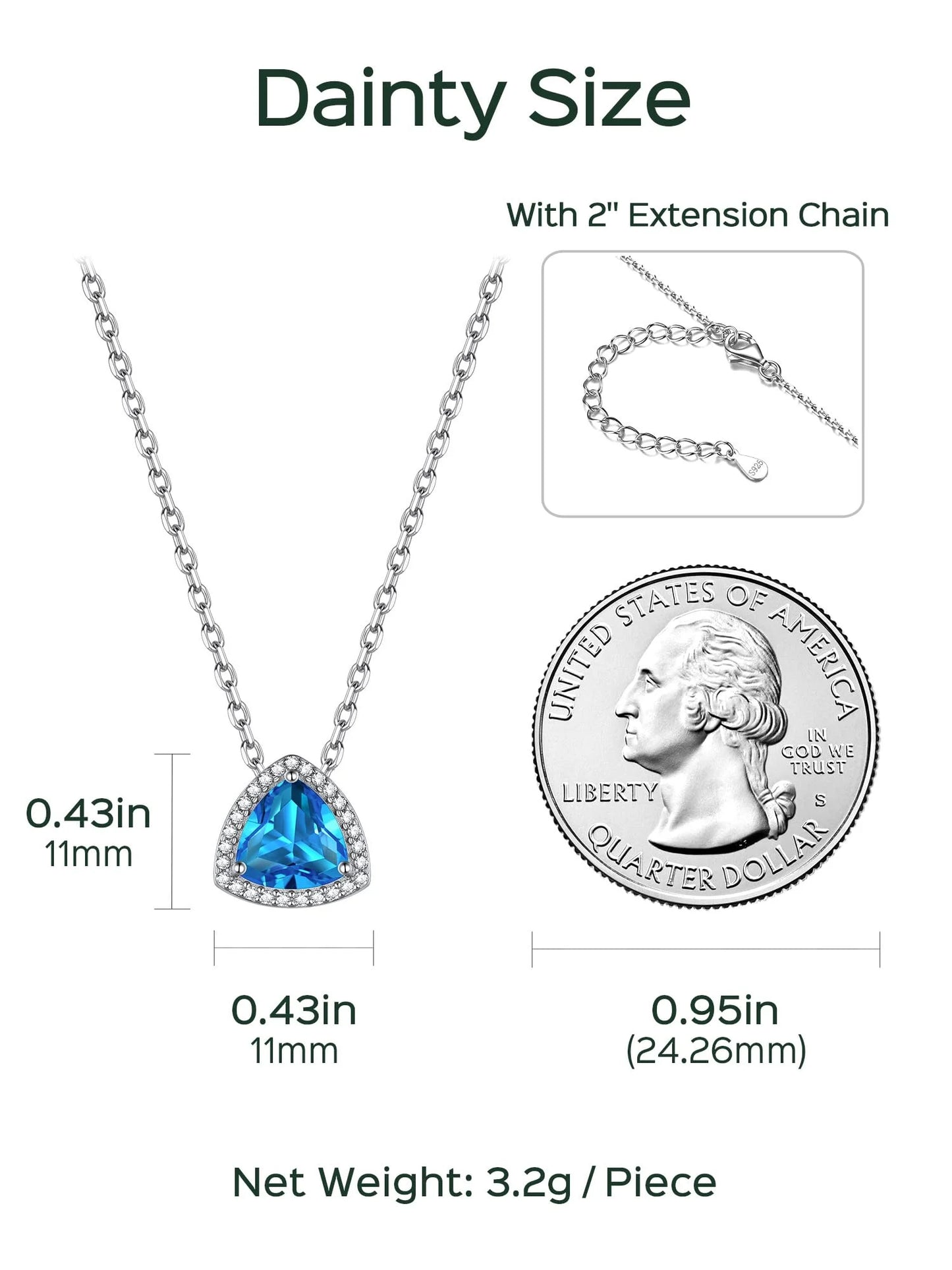 925 Sterling Silver Triangle Necklace S925 Zirconia Birthstone Jewelry for Women, Ideal Birthday or Valentine'S Day Gift