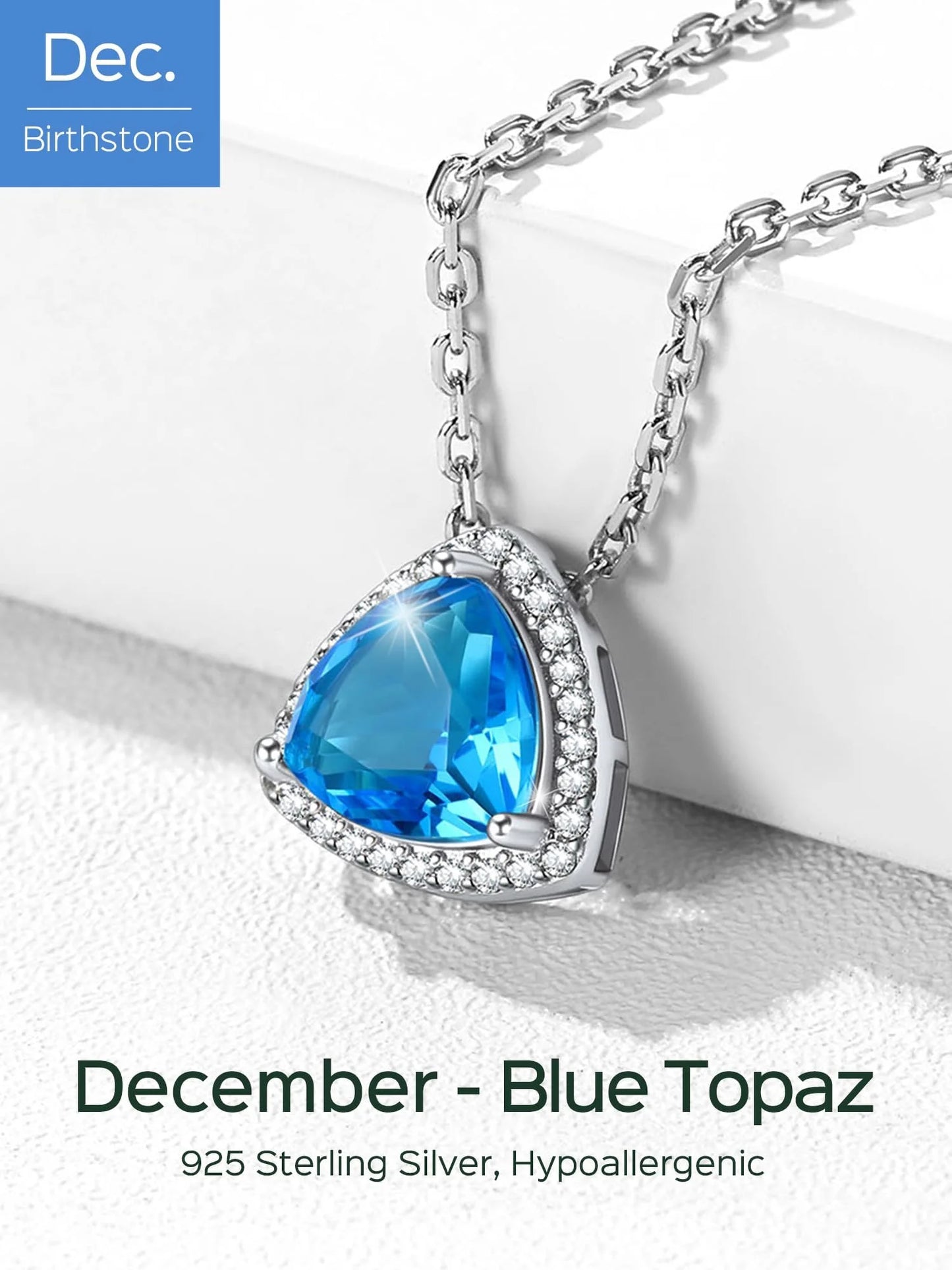 925 Sterling Silver Triangle Necklace S925 Zirconia Birthstone Jewelry for Women, Ideal Birthday or Valentine'S Day Gift