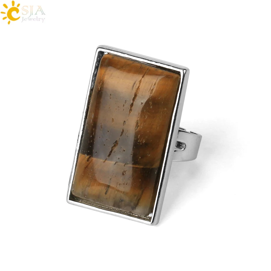 Natural Stone Rectangle Pendants Necklace for Man Pillar Crystal Fluorite Amethyst Tiger Eye Stainless Steel Chain Necklace H225