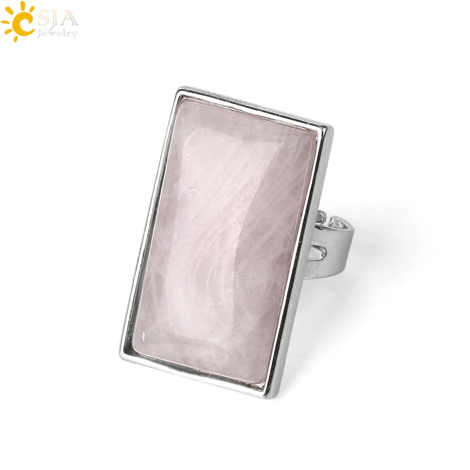 Natural Stone Rectangle Pendants Necklace for Man Pillar Crystal Fluorite Amethyst Tiger Eye Stainless Steel Chain Necklace H225