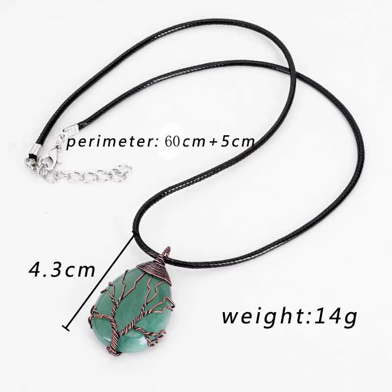 Tree of Life'S Nature Stone Copper Pendant Wire Wrap Gem Copper Designer Pendant Gift Stone Pendant Necklace Men Women Gift