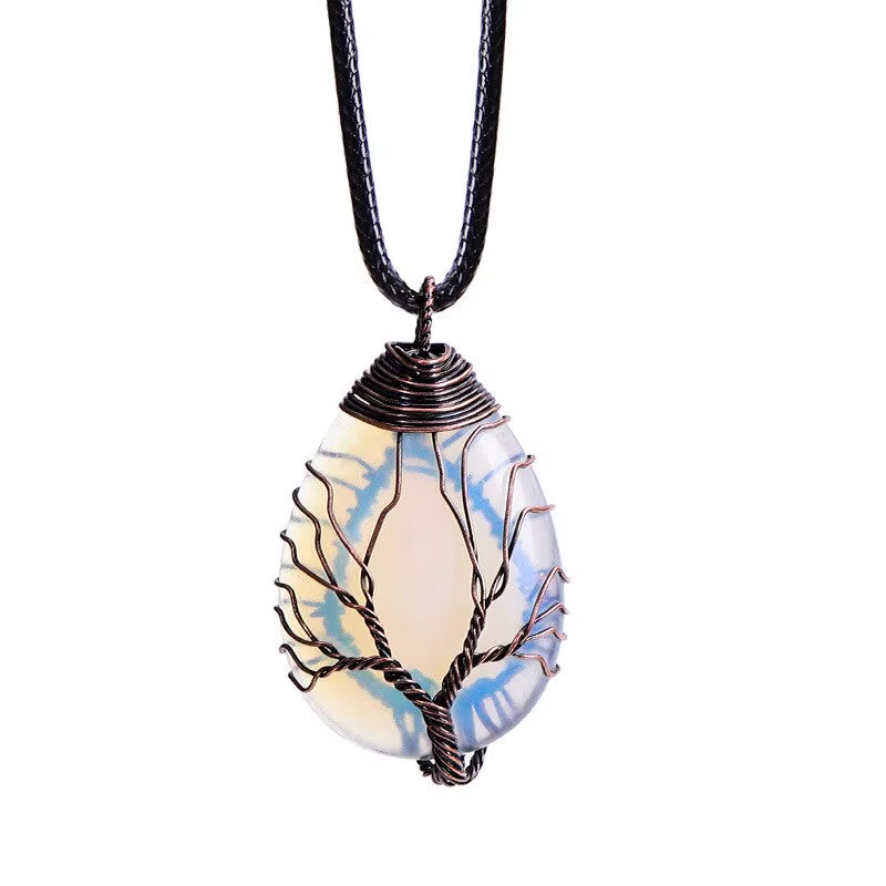 Tree of Life'S Nature Stone Copper Pendant Wire Wrap Gem Copper Designer Pendant Gift Stone Pendant Necklace Men Women Gift