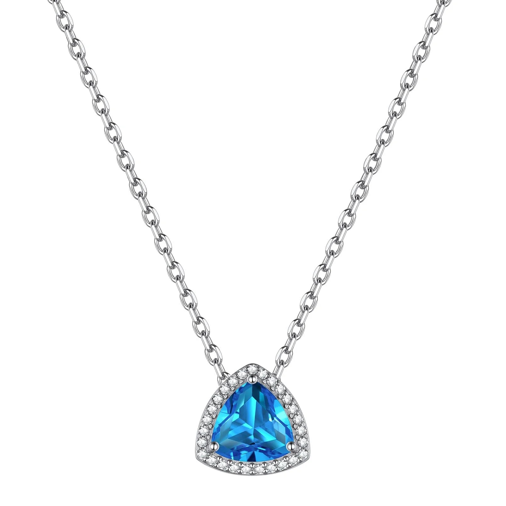 925 Sterling Silver Triangle Necklace S925 Zirconia Birthstone Jewelry for Women, Ideal Birthday or Valentine'S Day Gift