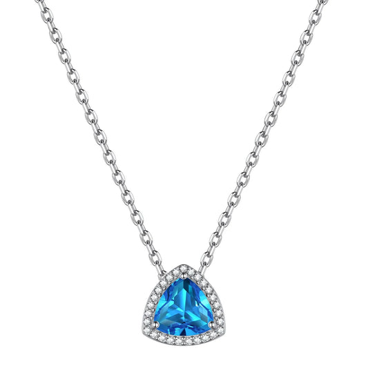 925 Sterling Silver Triangle Necklace S925 Zirconia Birthstone Jewelry for Women, Ideal Birthday or Valentine'S Day Gift