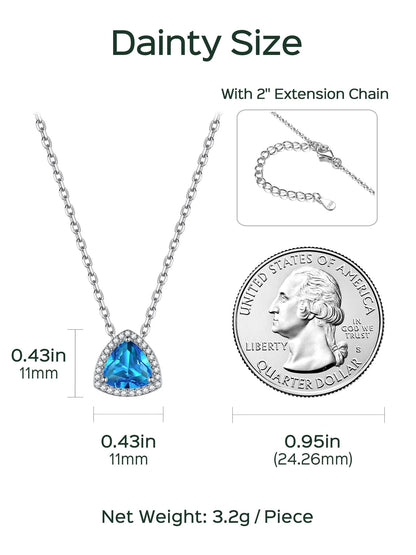 925 Sterling Silver Triangle Necklace S925 Zirconia Birthstone Jewelry for Women, Ideal Birthday or Valentine'S Day Gift