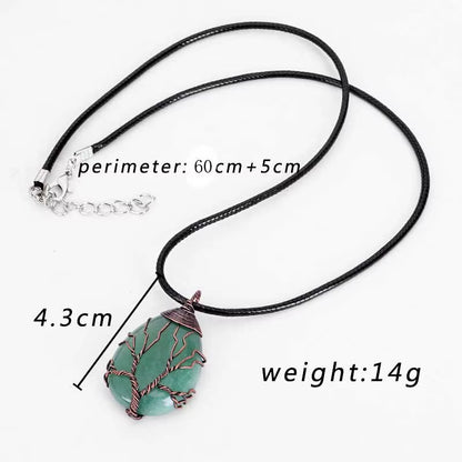 Tree of Life'S Nature Stone Copper Pendant Wire Wrap Gem Copper Designer Pendant Gift Stone Pendant Necklace Men Women Gift